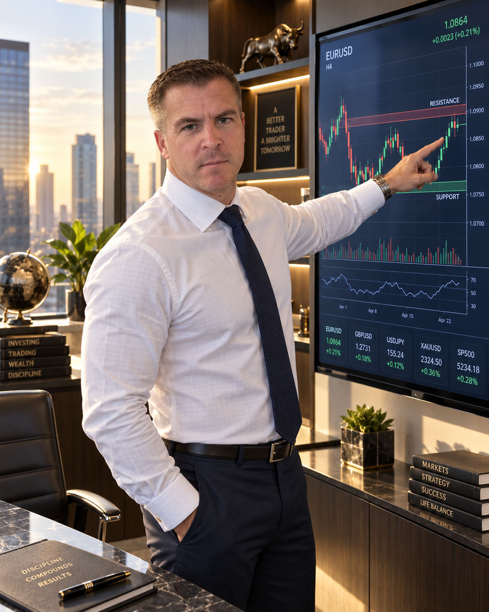 Trading instructor explaining a financial-market chart